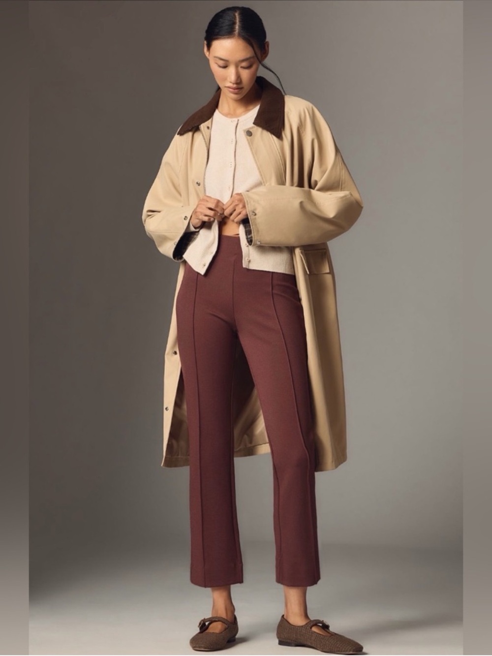 Anthropologie Maeve The Poppy Kick-Flare Pull-On Pants Burgundy Size Small NWT